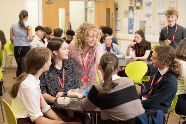 Students chatting in the Quad